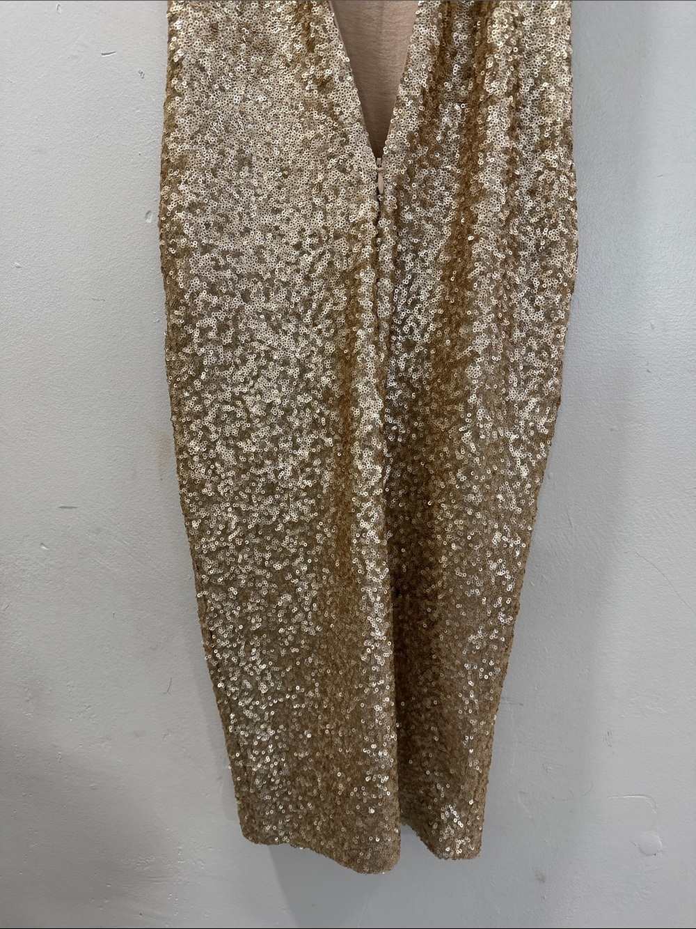 TFNC London Gold Sequin Midi Dress Sleeveless Racerback Bodycon Party XS